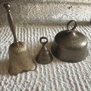 Vintage Solid Brass Bell Trio Made in India